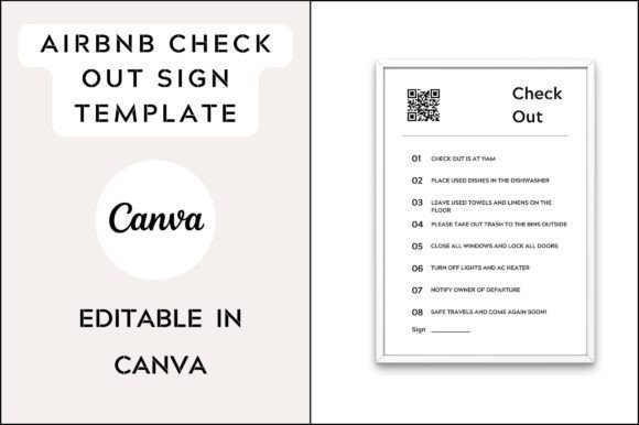 Airbnb Check out Rules Template with QR for Graphics