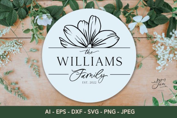 Family Monogram Svg Flower Split Frame for Crafts and Graphics