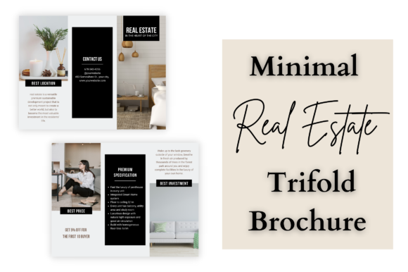 Minimal Real Estate Trifold Brochure: A Clean Graphic Design Asset for Print Templates