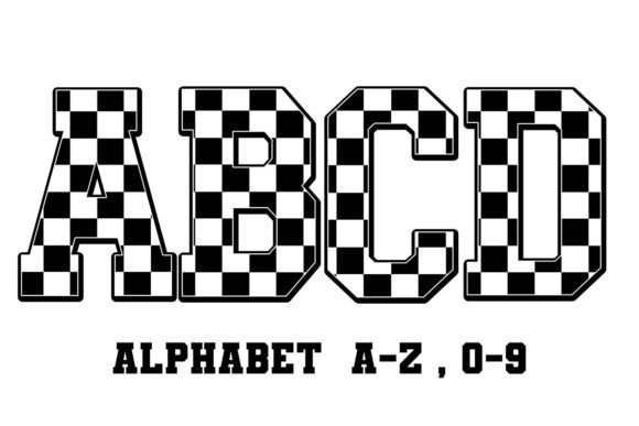 Race Checkered Alphabet Font Sublimation for Graphics and Crafts