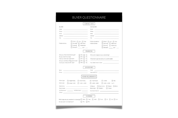Real Estate Buyer Questionnaire Template: A Premium Graphic Freebie for Local Brands