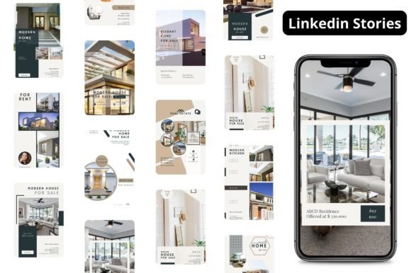 Real Estate Linkedin Stories Templates - Graphics for Freebies