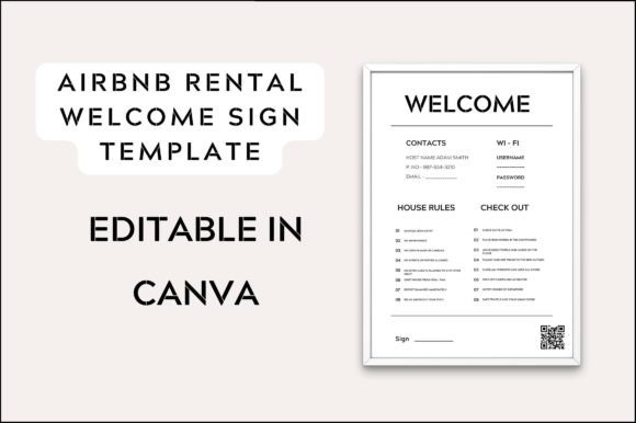 Rental Welcome Sign Airbnb Template Graphics & Print Templates