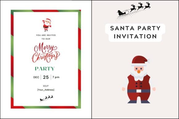 Santa Party Invitation Template Graphics for Real Crafting