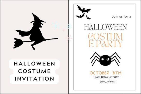 Spooky Costume Party Invitation Card Graphics for Crafters